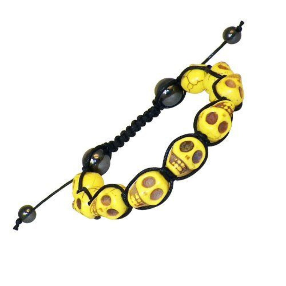 Hand-carved Dyed Turquoise Skull Beaded Bracelet